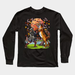 Japanese Tiger Samurai Warrior Long Sleeve T-Shirt